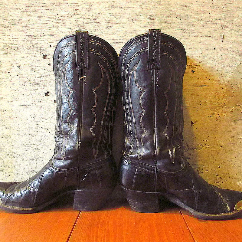 ビンテージ○J.Chisholm ウエスタンブーツ黒size 8M○240528k6-m-bt