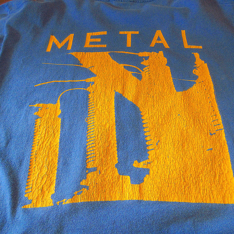ビンテージ80's○R.E.M. METALプリントTシャツ青size L○240908j3-