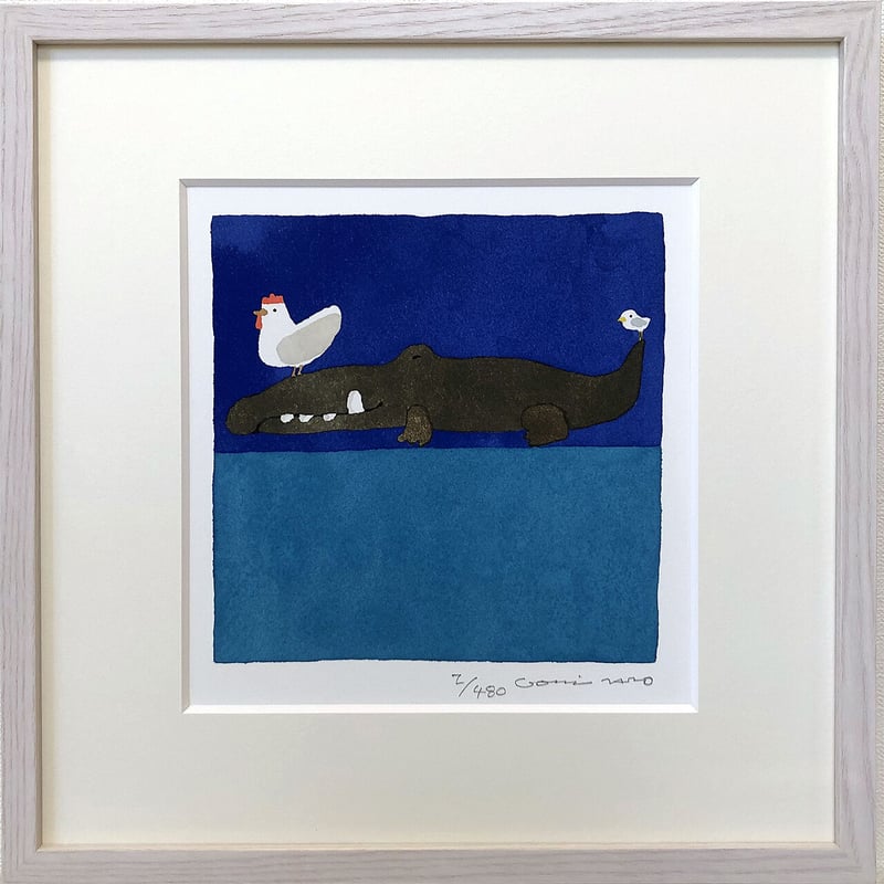 版画 「にわとり と ことり と わに」 ※著者直筆サイン入り | 五味太郎