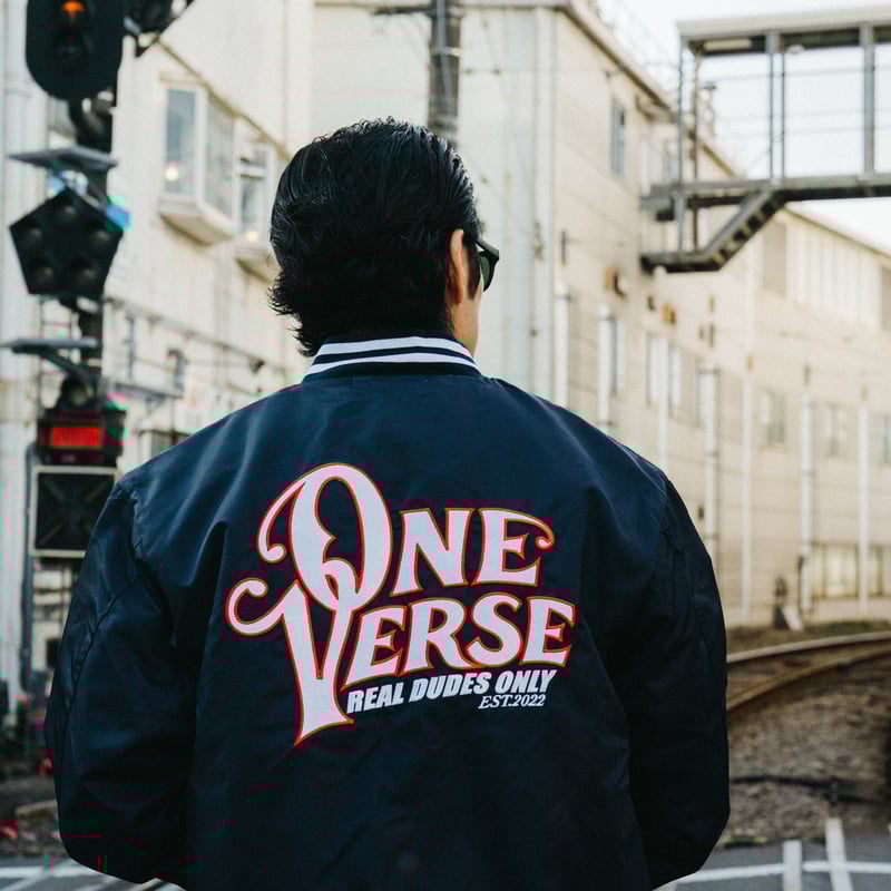 WAPPEN & EMBROIDERY NYLON STADIUM JKT 【NAVY】 |