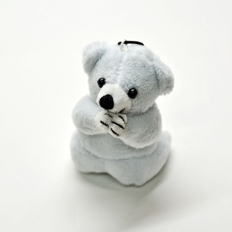 お祈りクマさんストラップ 002 ぬいぐるみストラップ ホワイト