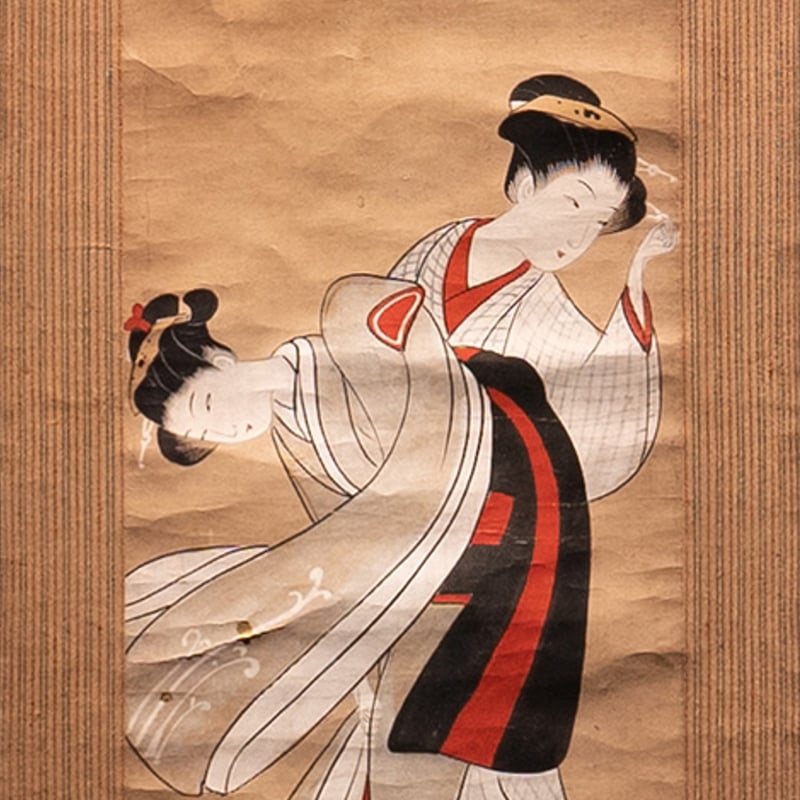 美】 ☆ 掛け軸 明月照佳人 ☆ 肉筆保証 振禹 庚寅年絵 文房書画 美