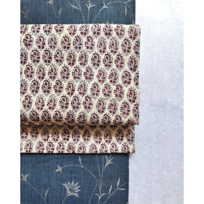 古法インド更紗 九寸名古屋帯 草花文（仕立て上り） | 古布と帯 夫々