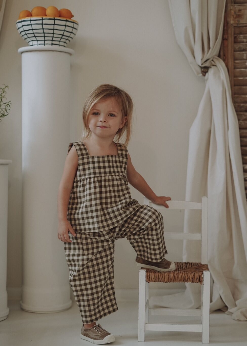 organic zoo - Olive Gingham Fisherman Pants/Poc