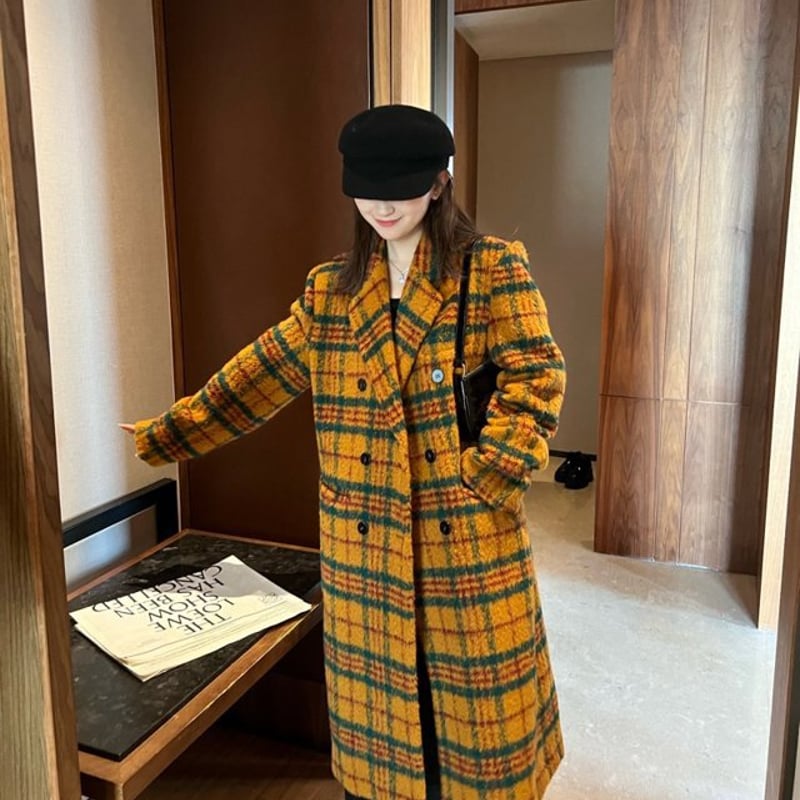 チェック柄ウールコート チェスターコート. ロングコート テーラード