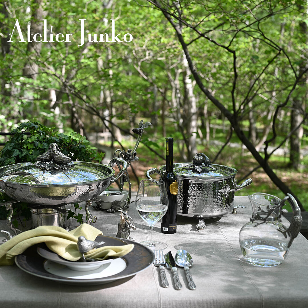 アトリエジュンコ 鍋敷 ポットスタンド リース シルバー系 美品