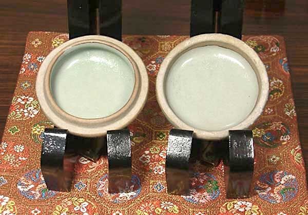 京焼・清水焼 真清水蔵六 作 青磁「字」香合 無傷 箱誂 保証