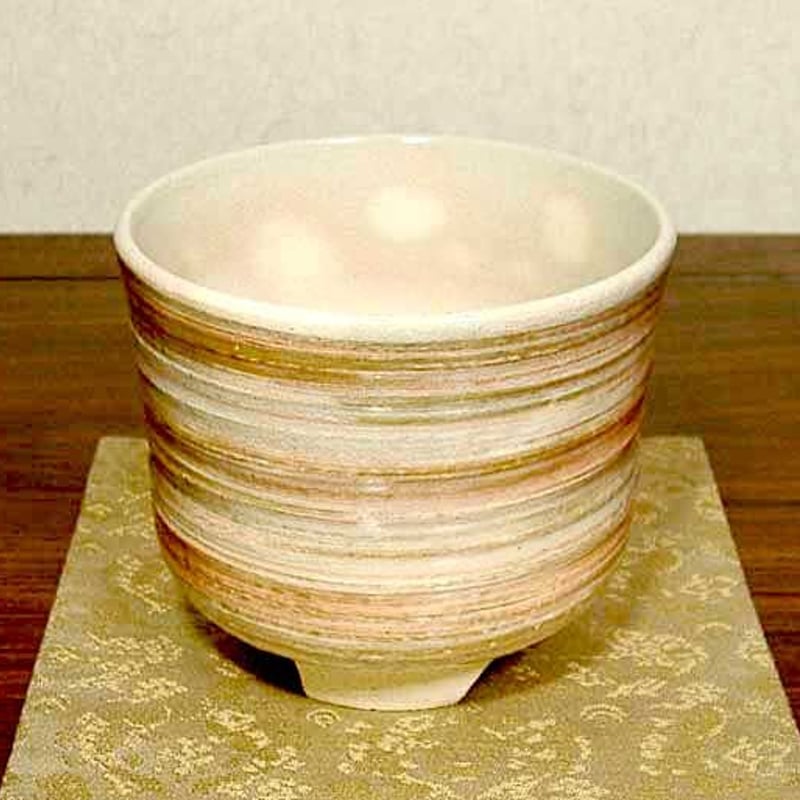 京焼・清水焼 観修寺窯 手塚 充 作 金刷毛目筒 茶碗 共箱 無傷 保証