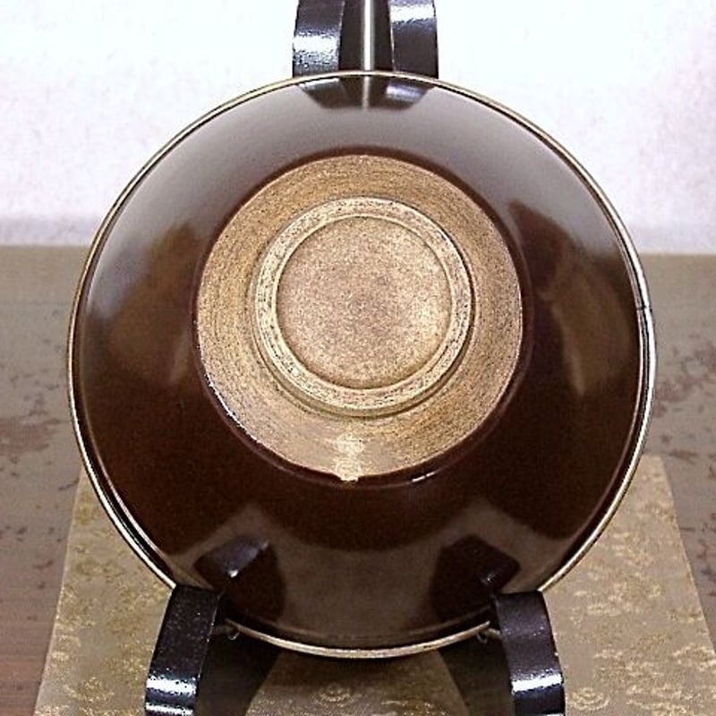 京焼・清水焼 万代草山（二代）作 銀華覆輪 天目茶碗 無傷 共箱 保証