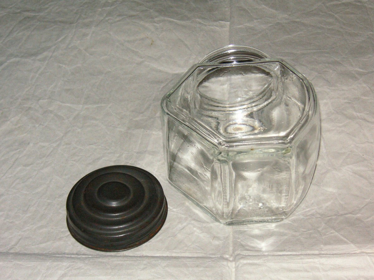 ガラス 駄菓子入れ ガラス小物入れ 昭和頃 アルミ蓋 ガラス瓶 | 村田