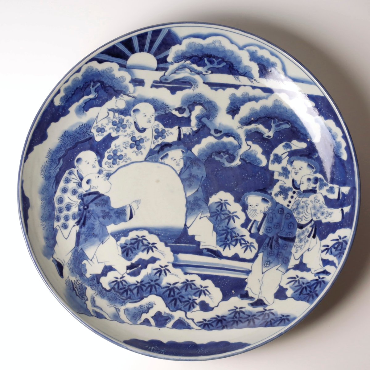 古伊万里染付唐子に雪だるま文大皿 | LYAN ARTS' Collection onlin