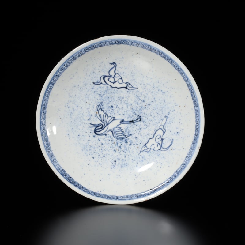 明 古染付吹墨に雲鶴文五寸皿 | LYAN ARTS' Collection online