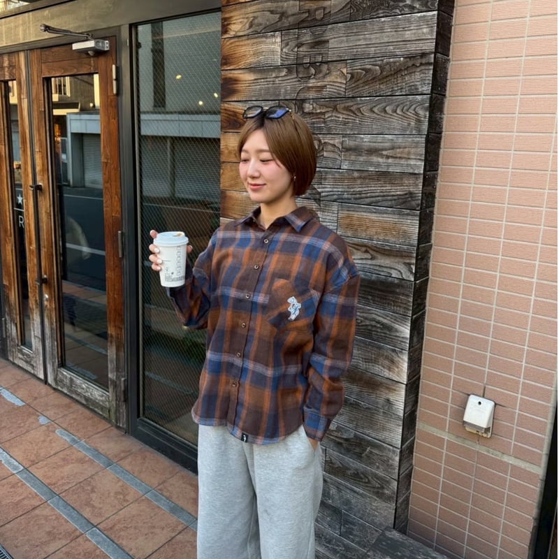 Embroidered check shirts [BROWN] HEV-25022 | hi