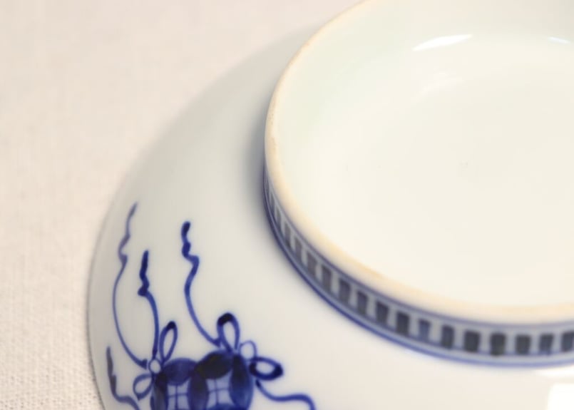 明治前期鍋島焼染付富士図5寸皿 ノミホツ,窯傷 | 吉祥寺PukuPuku