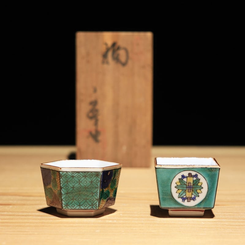 古九谷 角福 六角組盃 | 古物屋 壱両