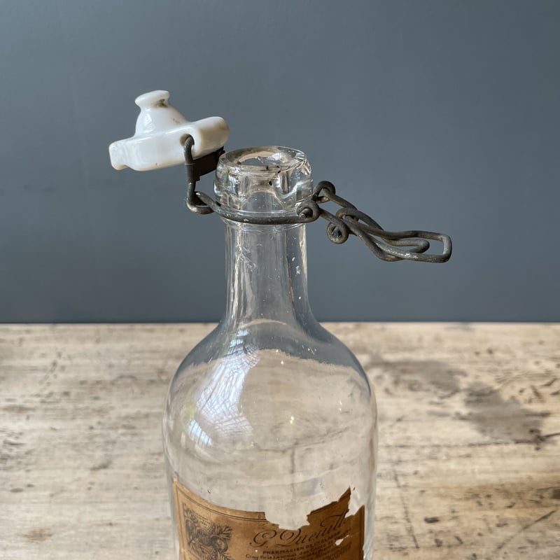 蓋付きラベル付きガラス瓶 フランスアンティーク | OGISHIMA COFFEE