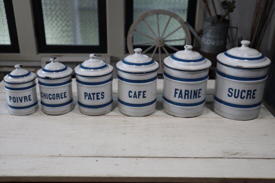 次は青♪エトワール社アンティークキャニスター（ブルー）6客セット