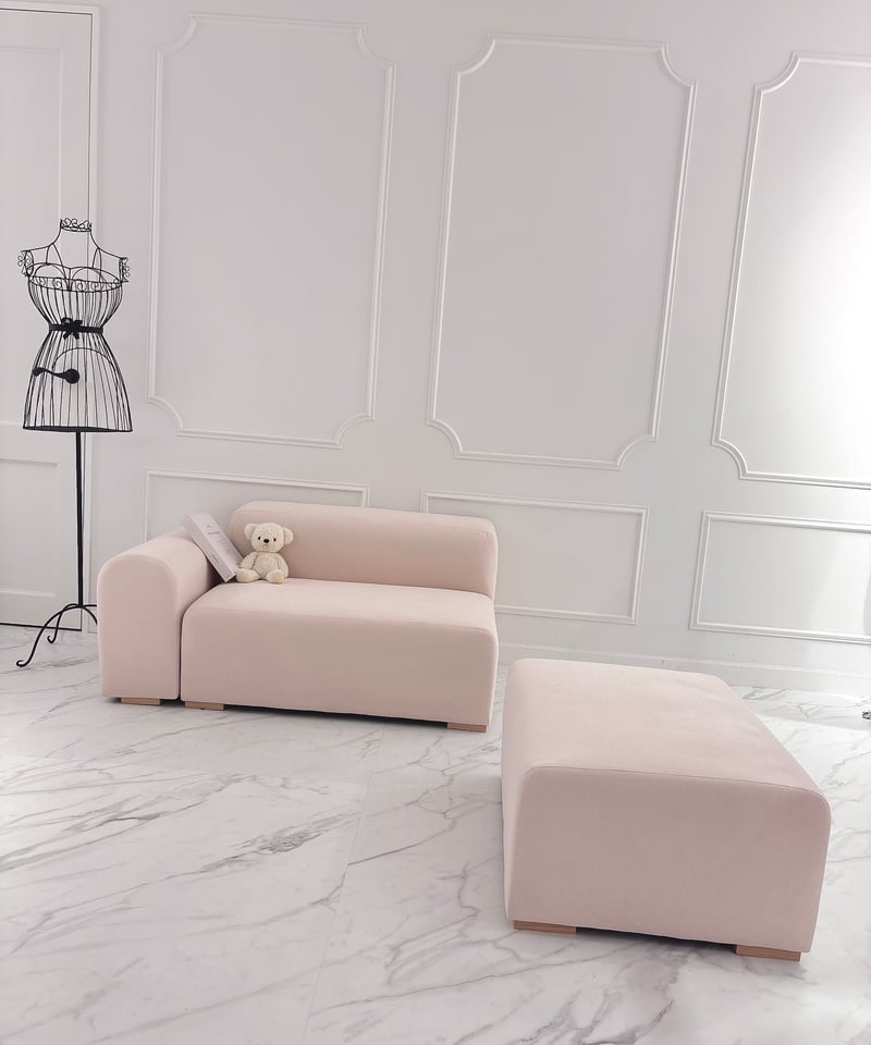 ベルベットラウンドソファ/オットマン（ピンク） | LARME de LAPIN