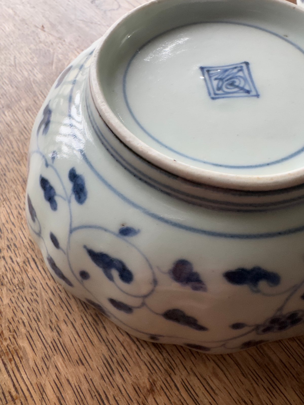 古伊万里 染付松竹梅文 輪花膾皿 渦福銘 2客セット | Kaikaroman