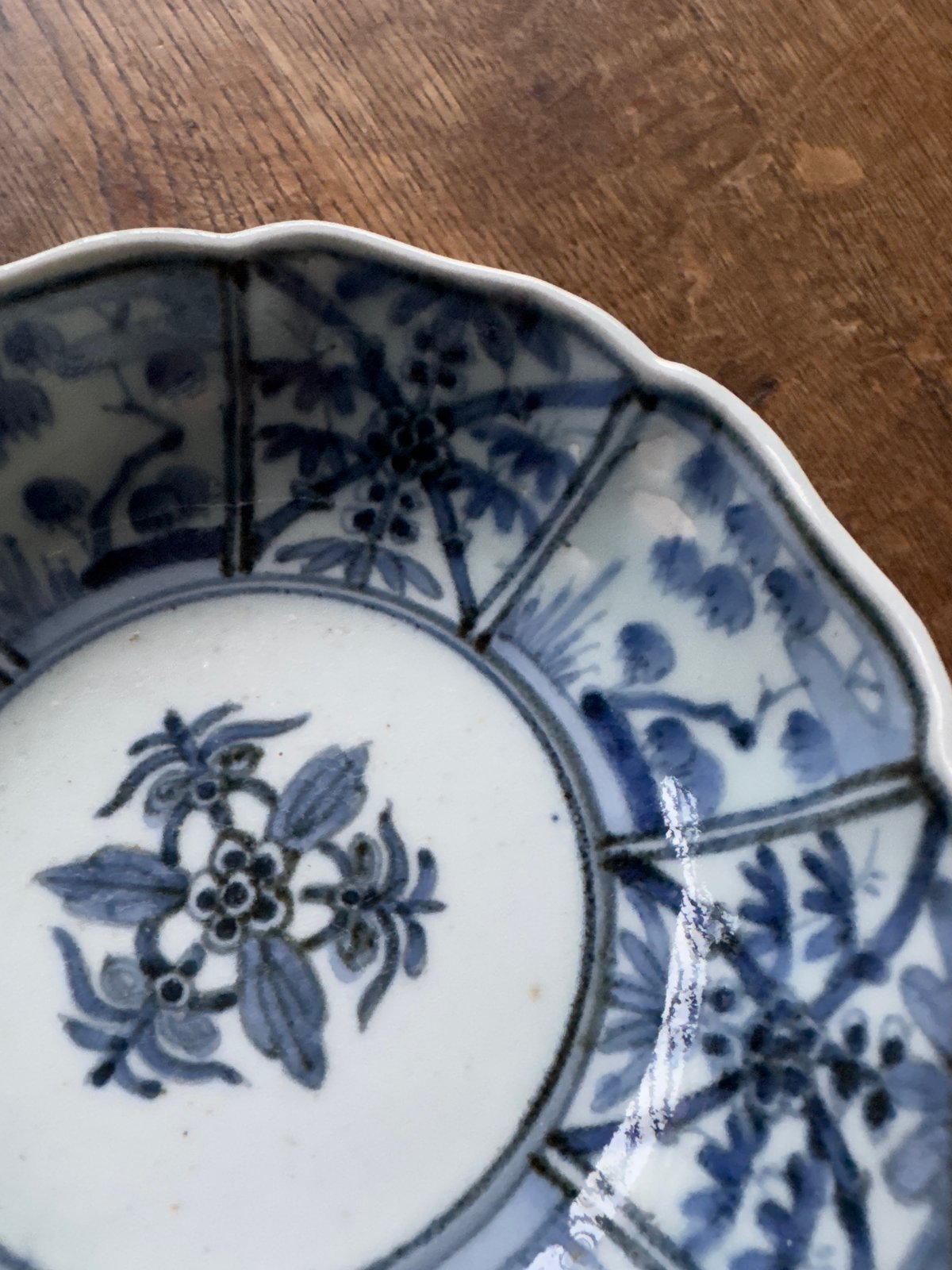 古伊万里 染付松竹梅文 輪花膾皿 渦福銘 2客セット | Kaikaroman