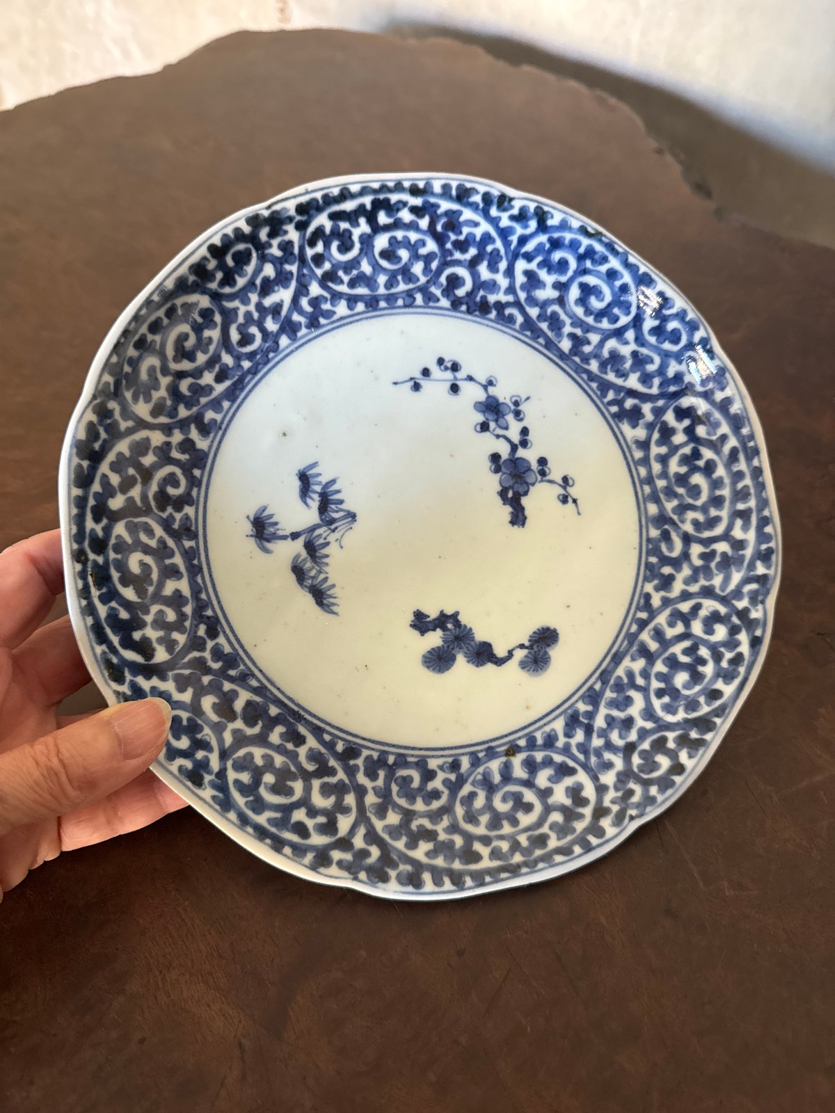 古伊万里 染付蛸唐草文 輪花七寸皿 太蛸！ 1枚 | Kaikaroman ONLINE STORE