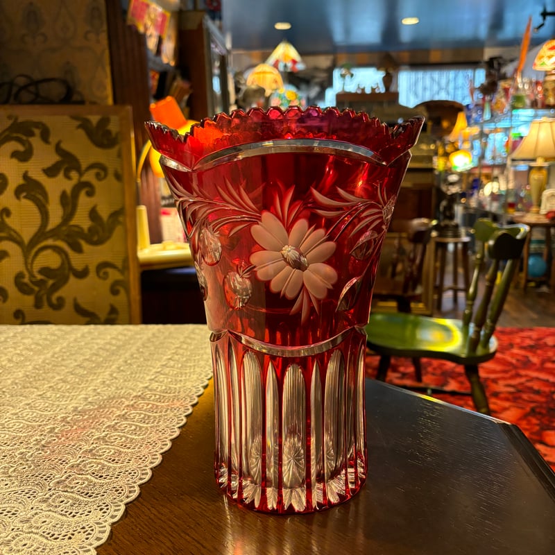 カットガラス 花瓶 フラワーベース ドイツ製 | アンティーク家具と喫茶