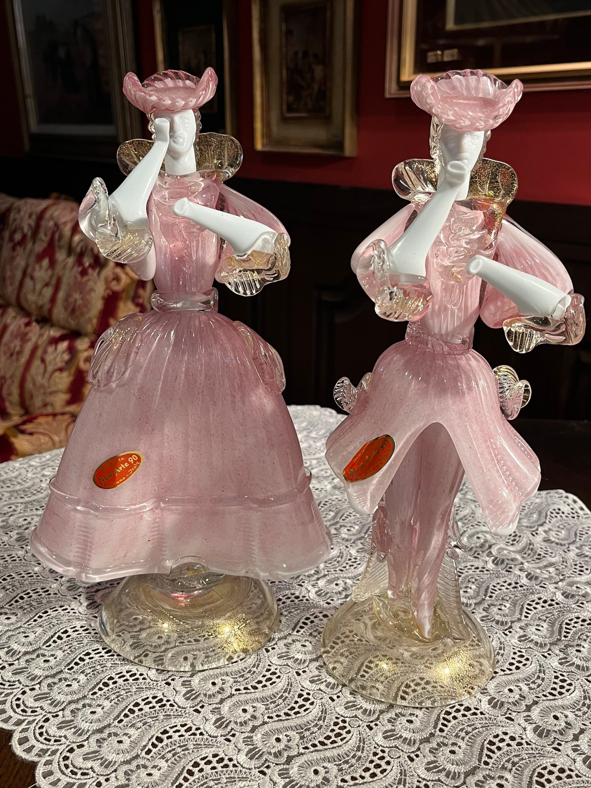 ムラーノ ベネチアングラス 人物金彩コンポート 直径25.8㎝東な7