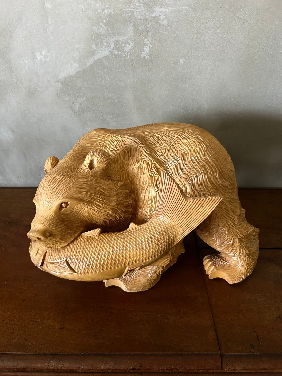木彫り熊 /アイヌ/ヴィンテージ/鮭/置物/民藝/大きい | 骨董