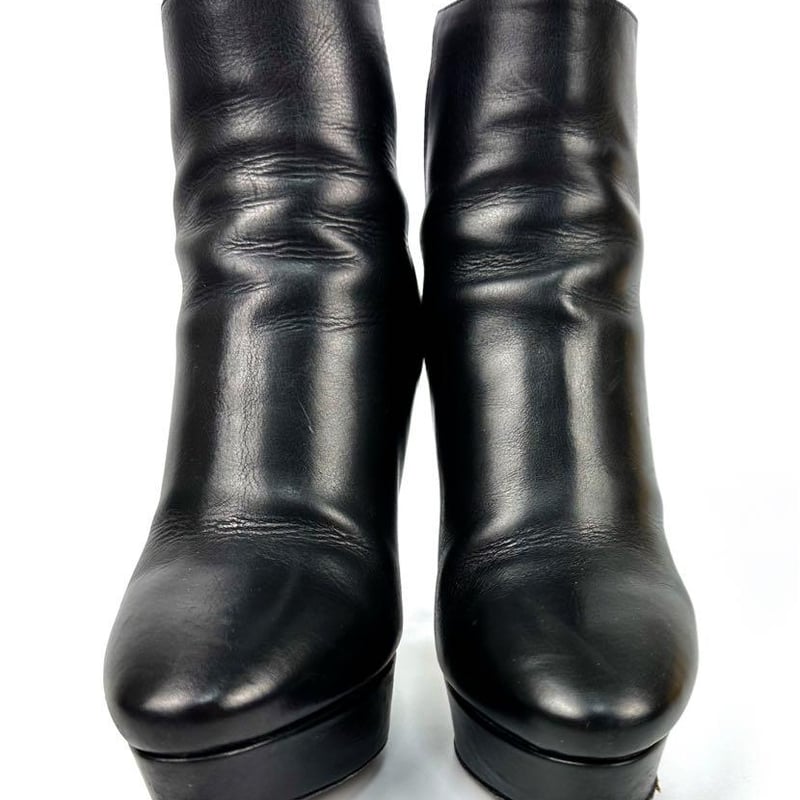 ジミーチュウ ジップアップショートブーツ 34 約21.5cm ブラックレザー