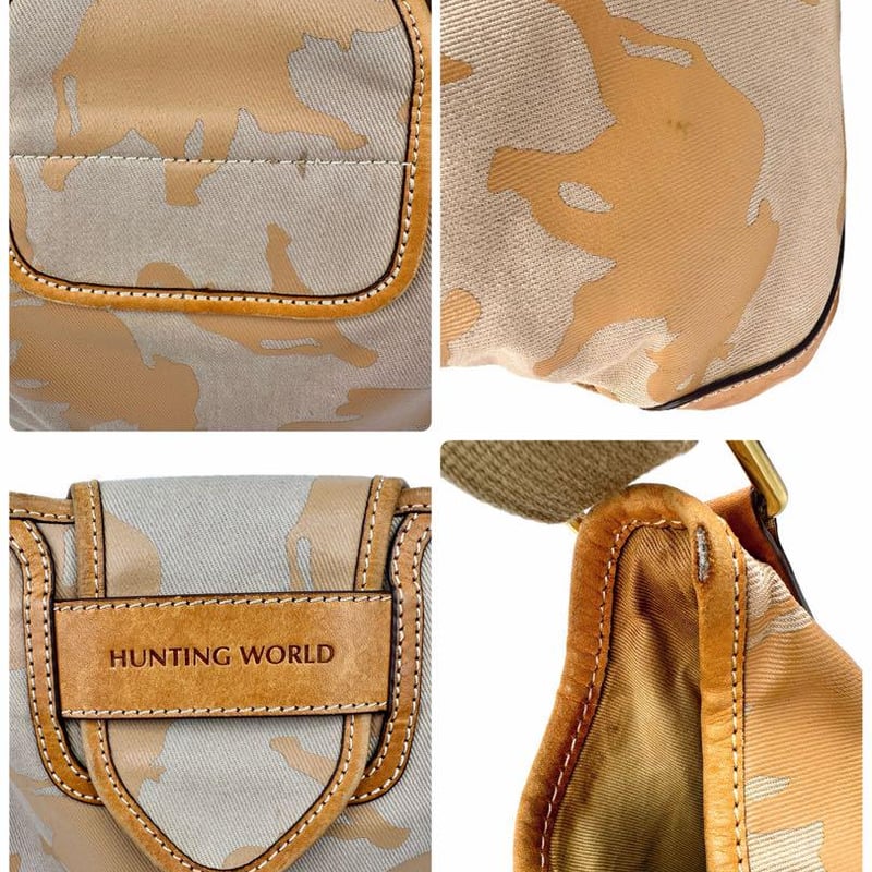 ハンティングワールド ショルダーバッグ エレファント総柄 キャンバス