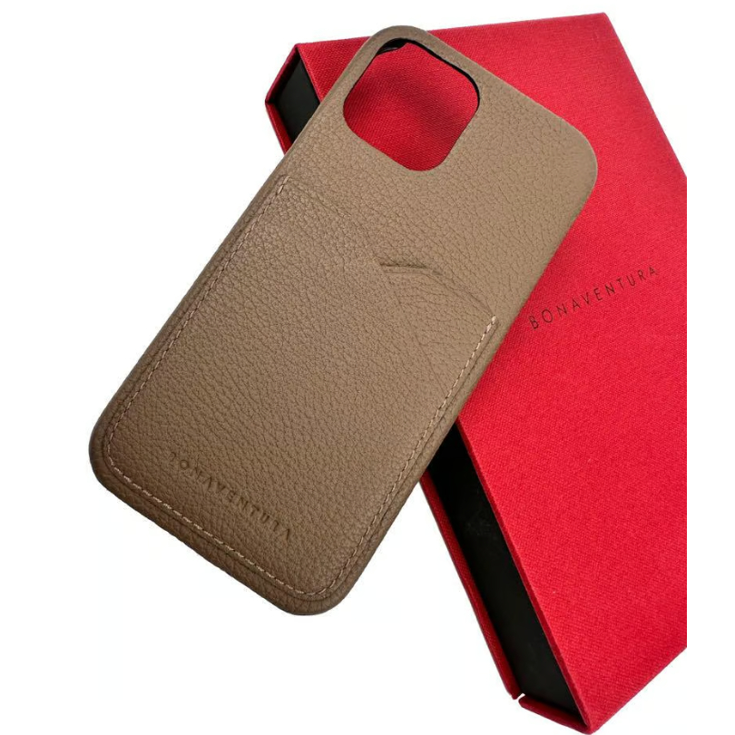 ボナベンチュラ スマホカバー バックケース ポケット エトープ