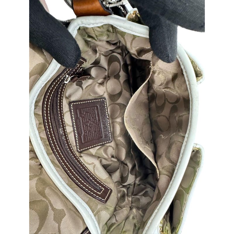 コーチ COACH ショルダーバッグ ホワイト ブラウン 白レザー 茶色