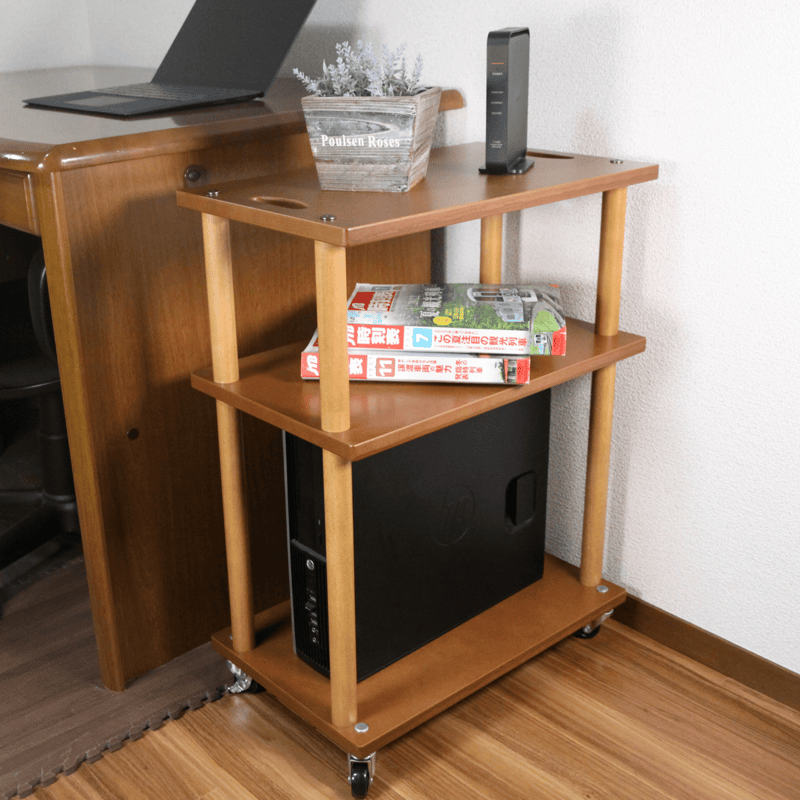 キャスター付き移動式多目的木製ワゴン 「MUWW(ムー)」 3段 | 【木の脚