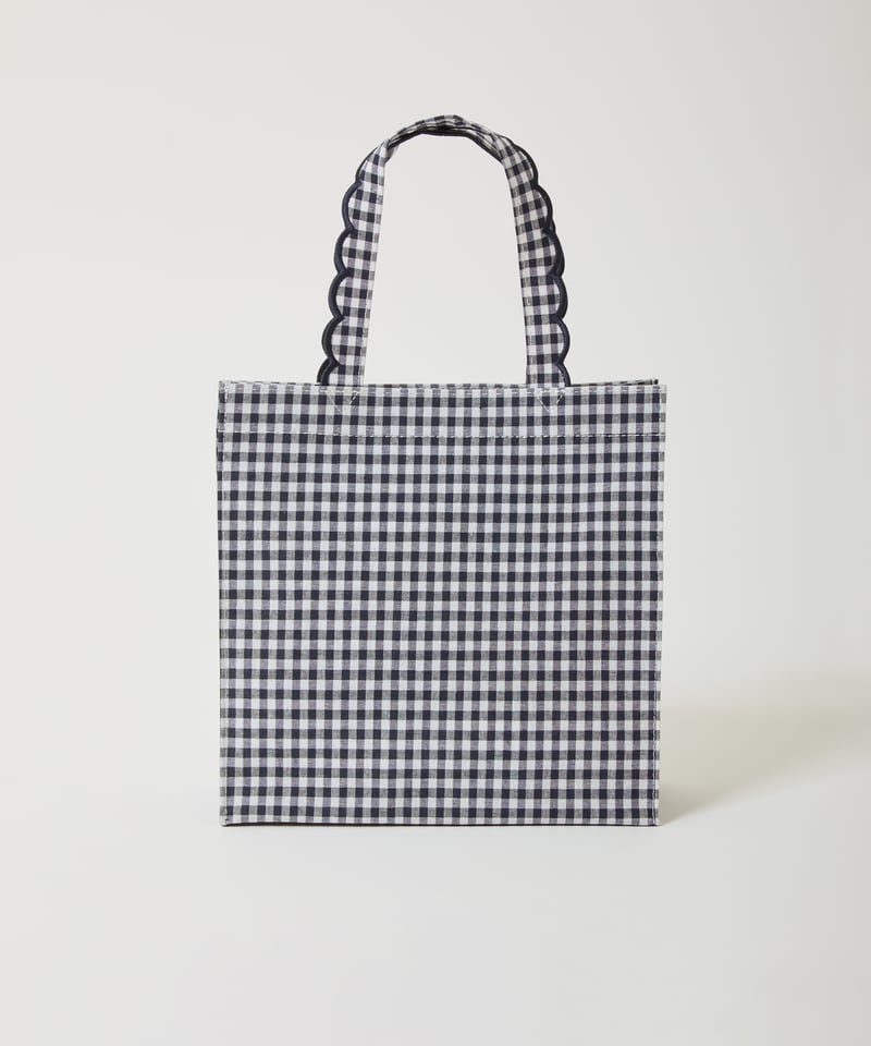 Fleur tote （square small） gingham check navy ×