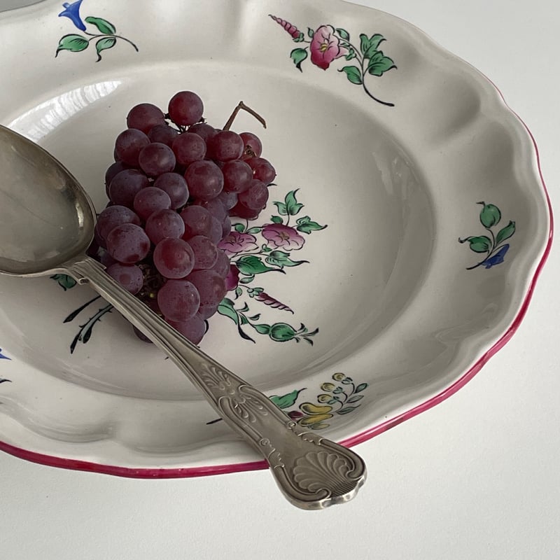 リュネヴィル Luneville ストラスブール 薔薇のブーケの深皿 | Gui antique