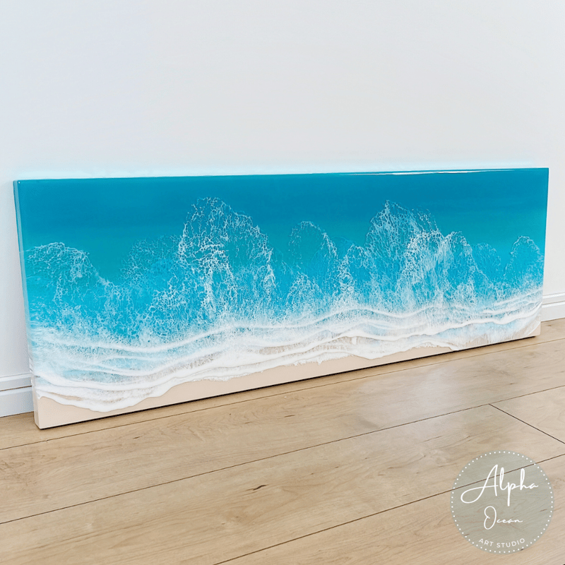 受注制作品】ワイドサイズ 90cm x 30cm 木製パネル オーシャンレジン