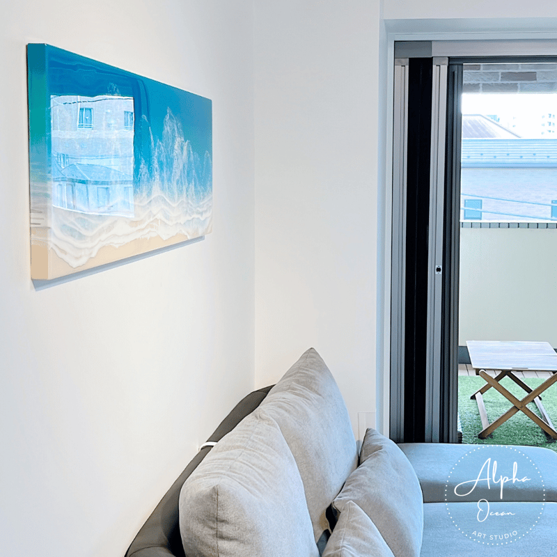 受注制作品】ワイドサイズ 90cm x 30cm 木製パネル オーシャンレジン