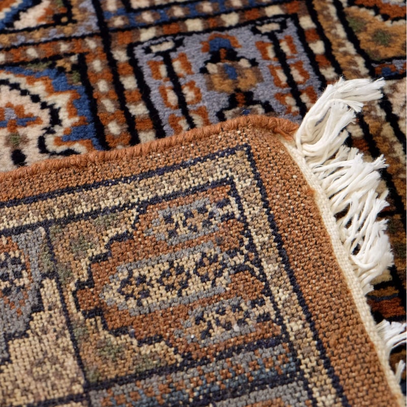 インド 手織り絨毯 ウール ＜約60 x 101 ㎝＞ ブラウン・ガーデン