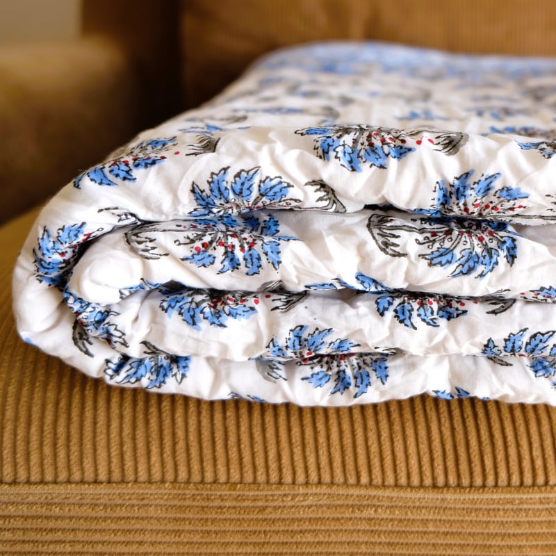 ベビーブランケット 約100×140㎝ インド綿 ブロックプリント | インド