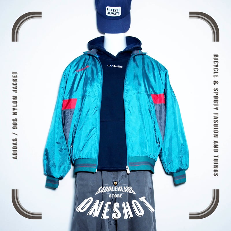 USED【 adidas 】90sナイロンジャケット（デサント製）／MENS：M〜L