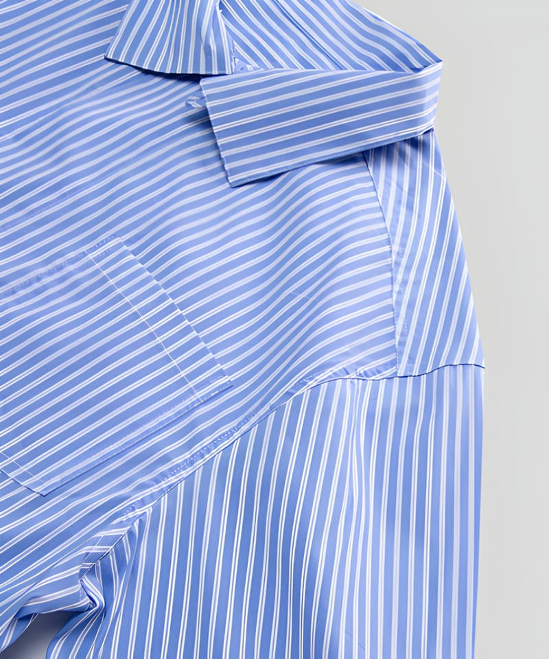 ストライプ バンドカラーシャツ | ness.