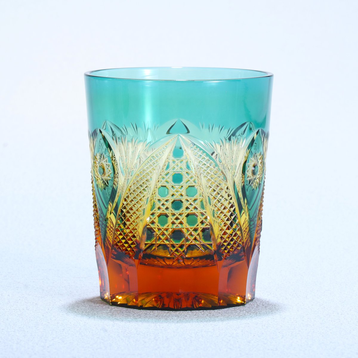 オールドファッション「綾切子」 アンバー/グリーン | グラスアート