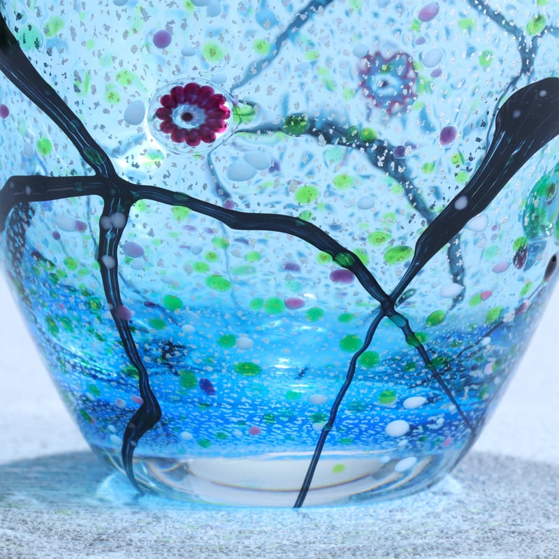 ロックグラス 「光琳 爽」 オーシャンブルー | グラスアート黒木