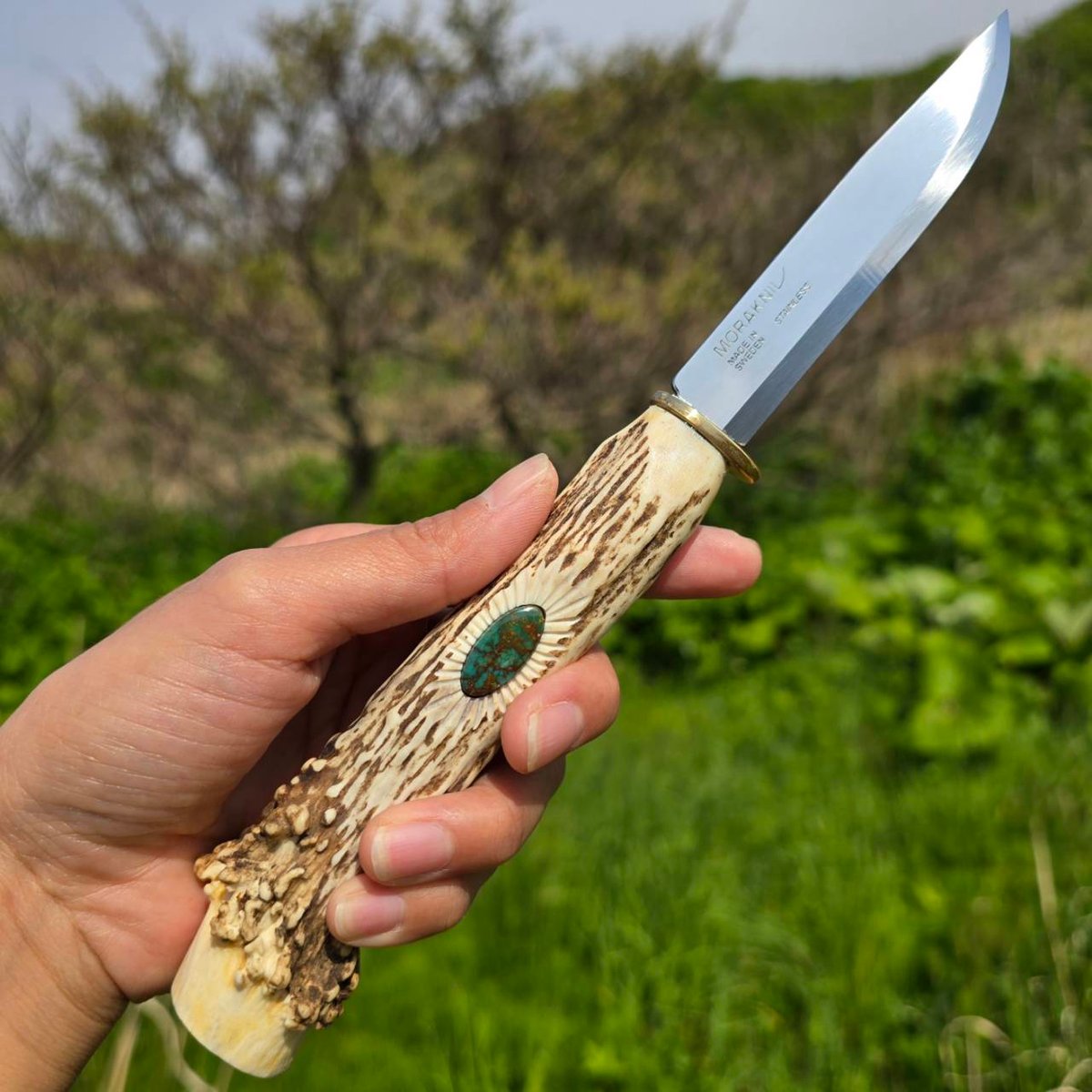 鹿の角 Pilot mountain Turquoise モーラナイフ | 鹿角工房～イランカ