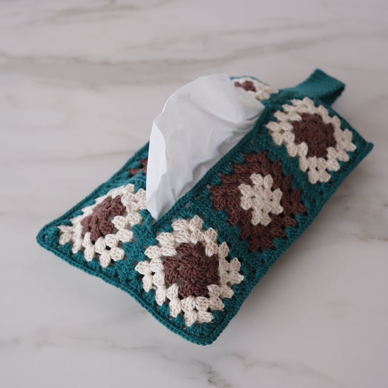 ダウンロード編み図・PDF【かぎ針編み】グラニースクエアのティッシュ