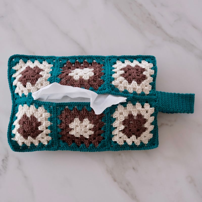 ダウンロード編み図・PDF【かぎ針編み】グラニースクエアのティッシュ