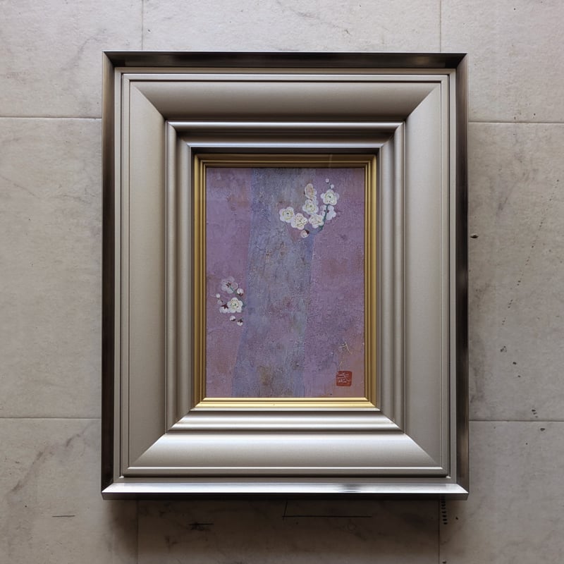 谷中武彦 日本画 「早春」 高級日本画額装 共シール 落款・印譜 | ASE