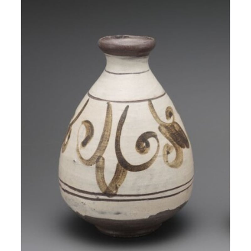 李朝鶏龍山絵刷毛目草文お預け徳利 Yi Dynasty Keiryuzan painted w