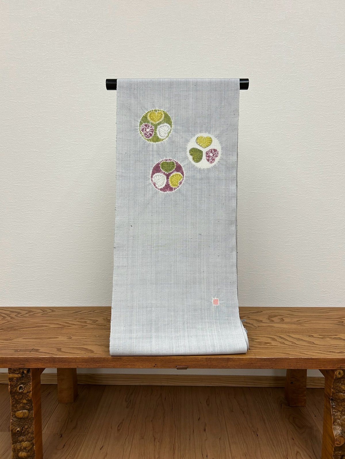 葵丸紋/薄鼠地 染め名古屋帯ー野口 [お仕立て上り価格] | おしゃれ処布屋