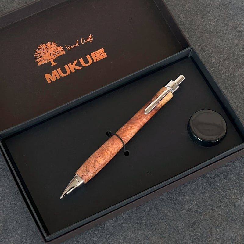 花梨瘤紅白 / UMA12 木軸シャープペンシル (SN_420623)【一点もの